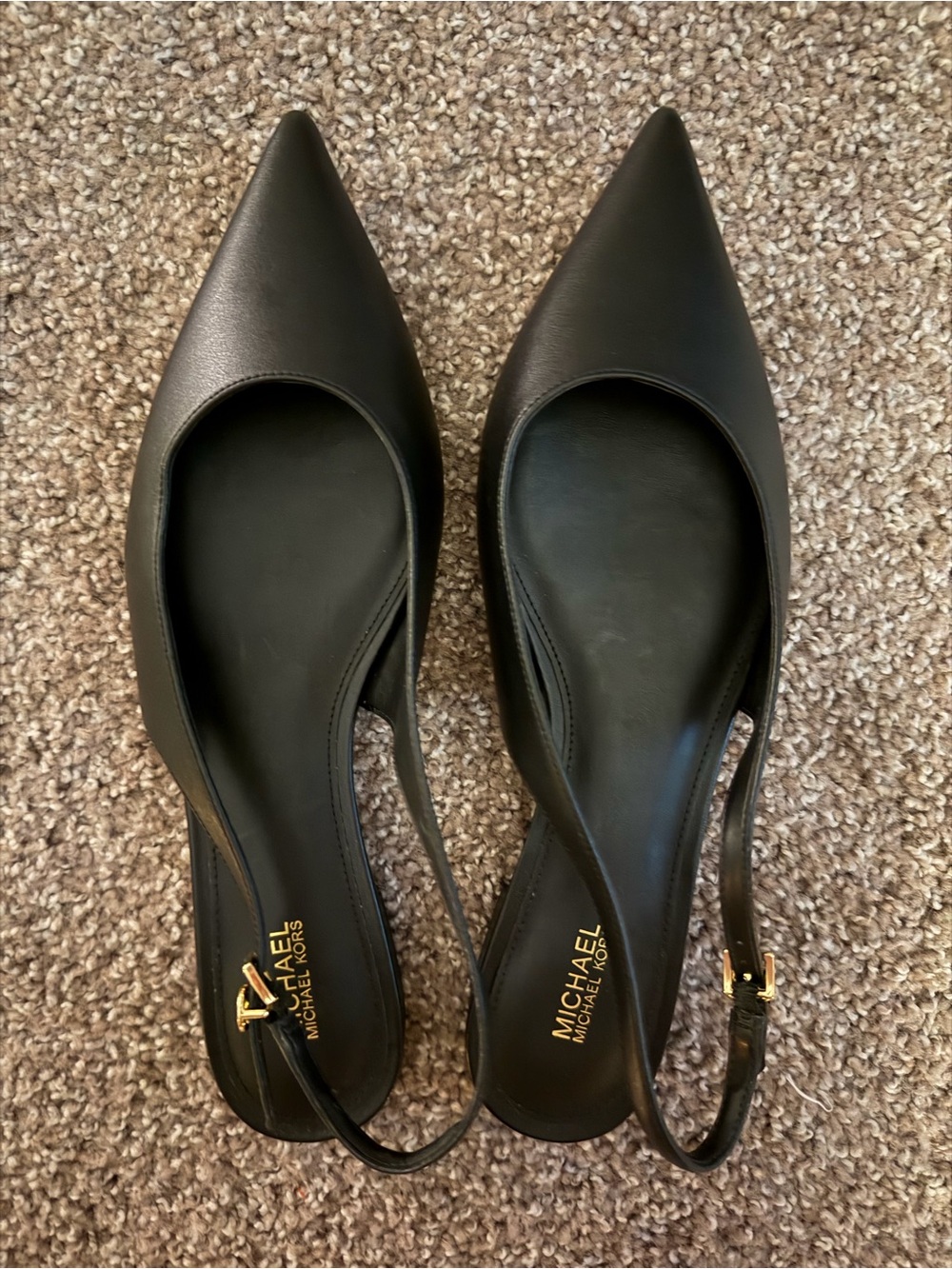 Michael Kors Amali Black Pointed Toe Slingback Flats - Never Worn